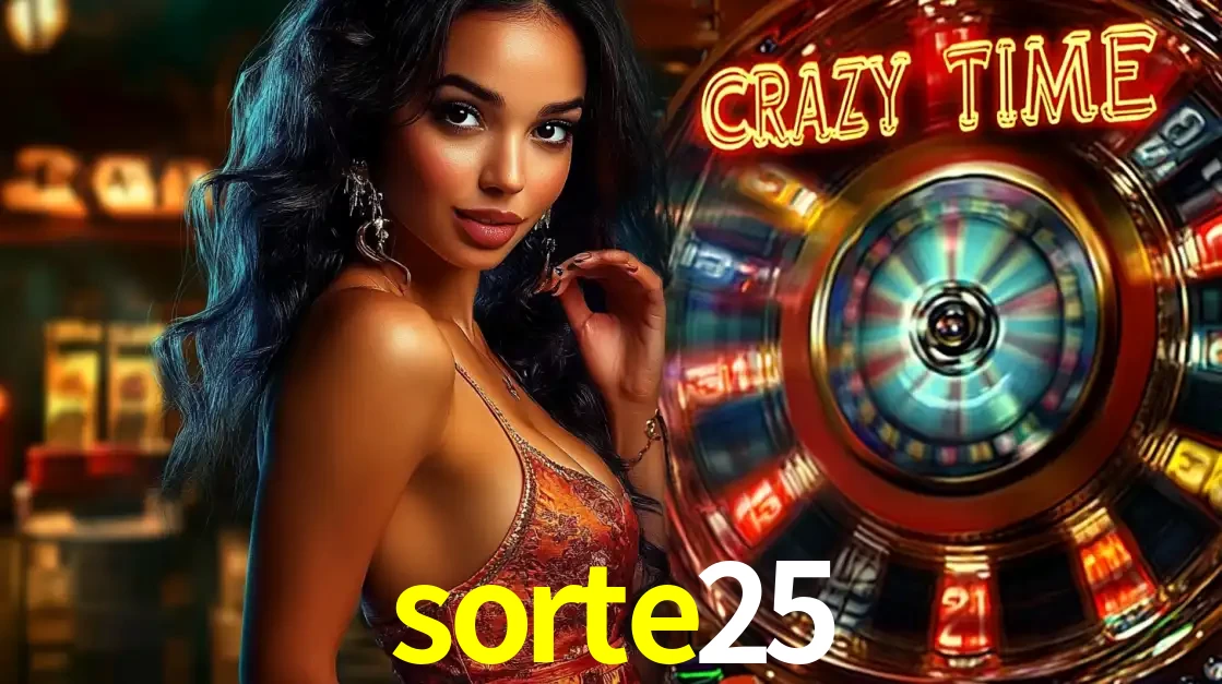 Mulher elegante ao lado da vibrante roda da fortuna do jogo de cassino ao vivo Crazy Time, um dos game shows mais populares e cheios de prêmios do sorte25.