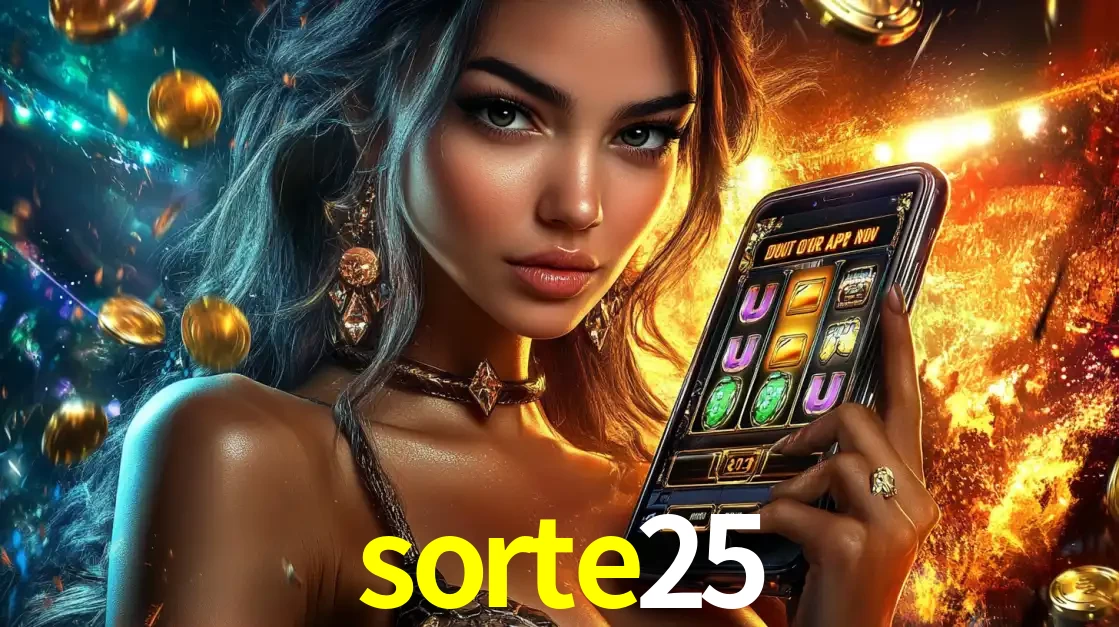 Mulher elegante mostrando um jogo de caça-níqueis em seu smartphone, destacando a experiência de cassino móvel oferecida pelo aplicativo sorte25.